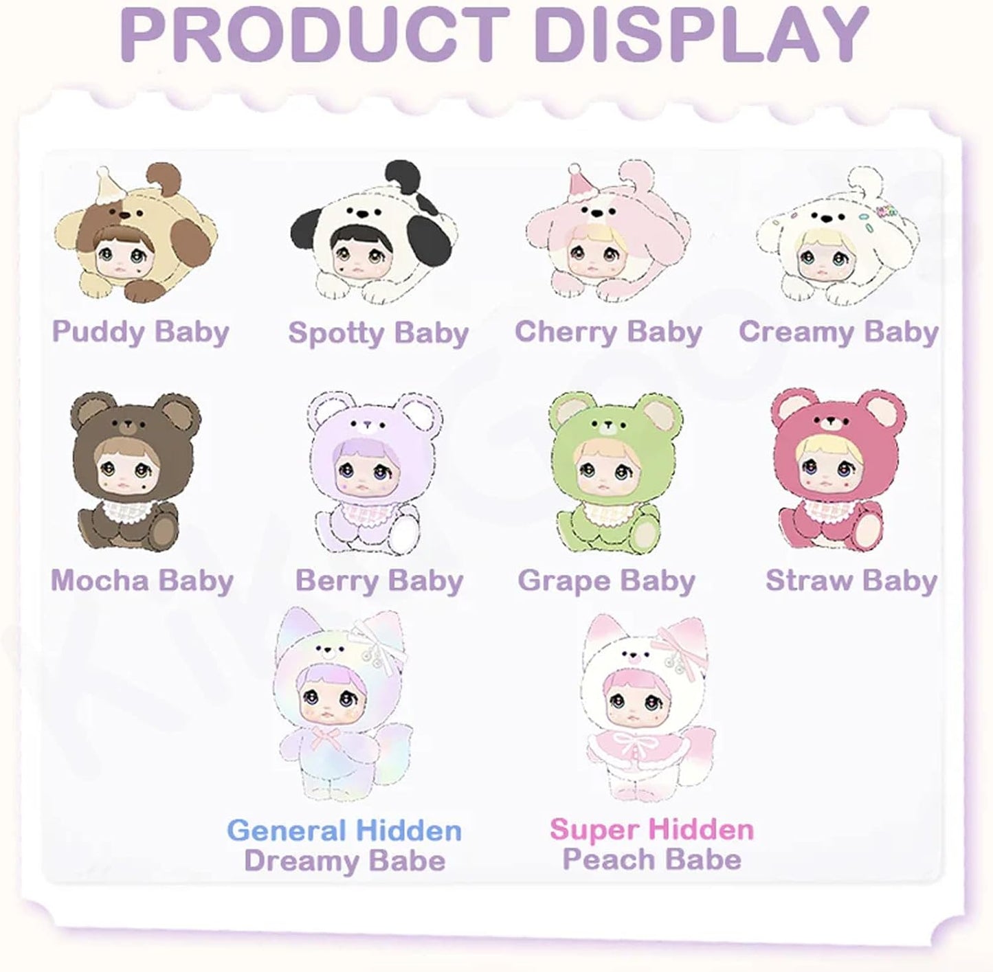 Nommi Blind Box Plush Doll Cute Vinyl Face Blind Box Plush Doll Baby Series Collectible Toy
