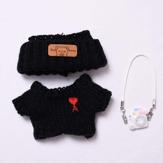 17cm Doll Clothes Hat Clothes Camera Set Accessories Suit Cute Doll Clothes Blind Box Plush Figures