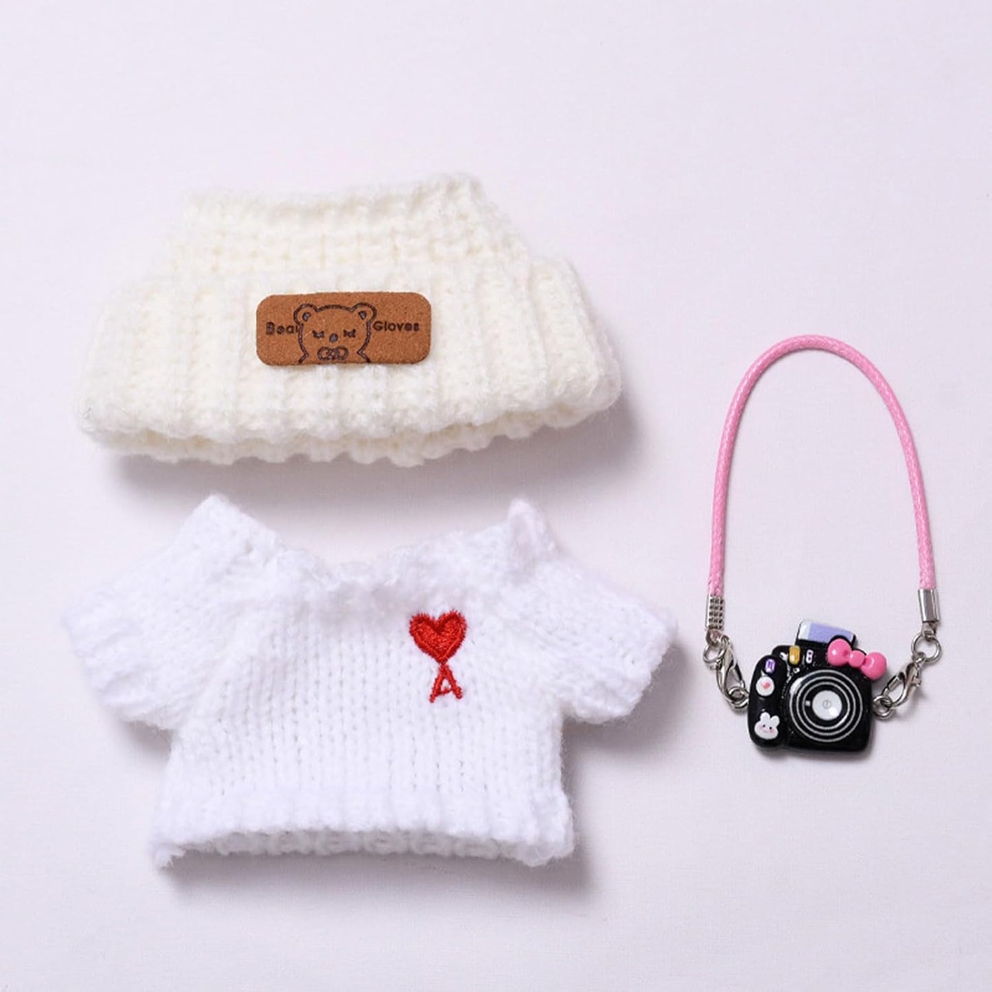 17cm Doll Clothes Hat Clothes Camera Set Accessories Suit Cute Doll Clothes Blind Box Plush Figures