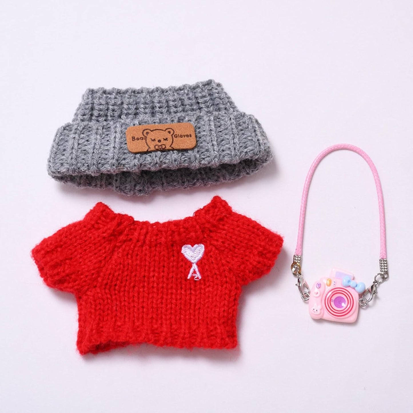 17cm Doll Clothes Hat Clothes Camera Set Accessories Suit Cute Doll Clothes Blind Box Plush Figures