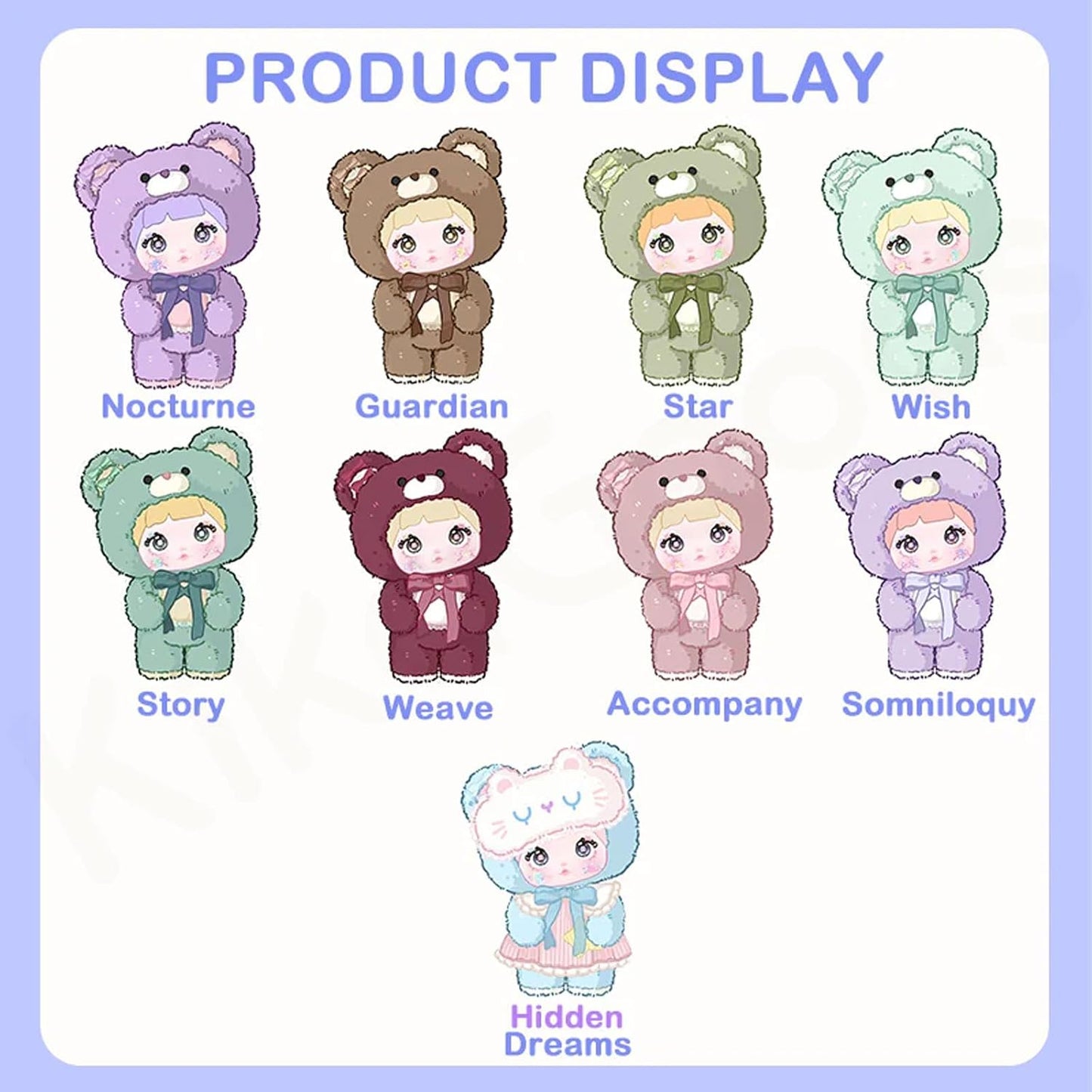 Nommi Blind Box Plush Figures Large Cute Vinyl Nommi 400% Good Night Bear Series Collectible Toy