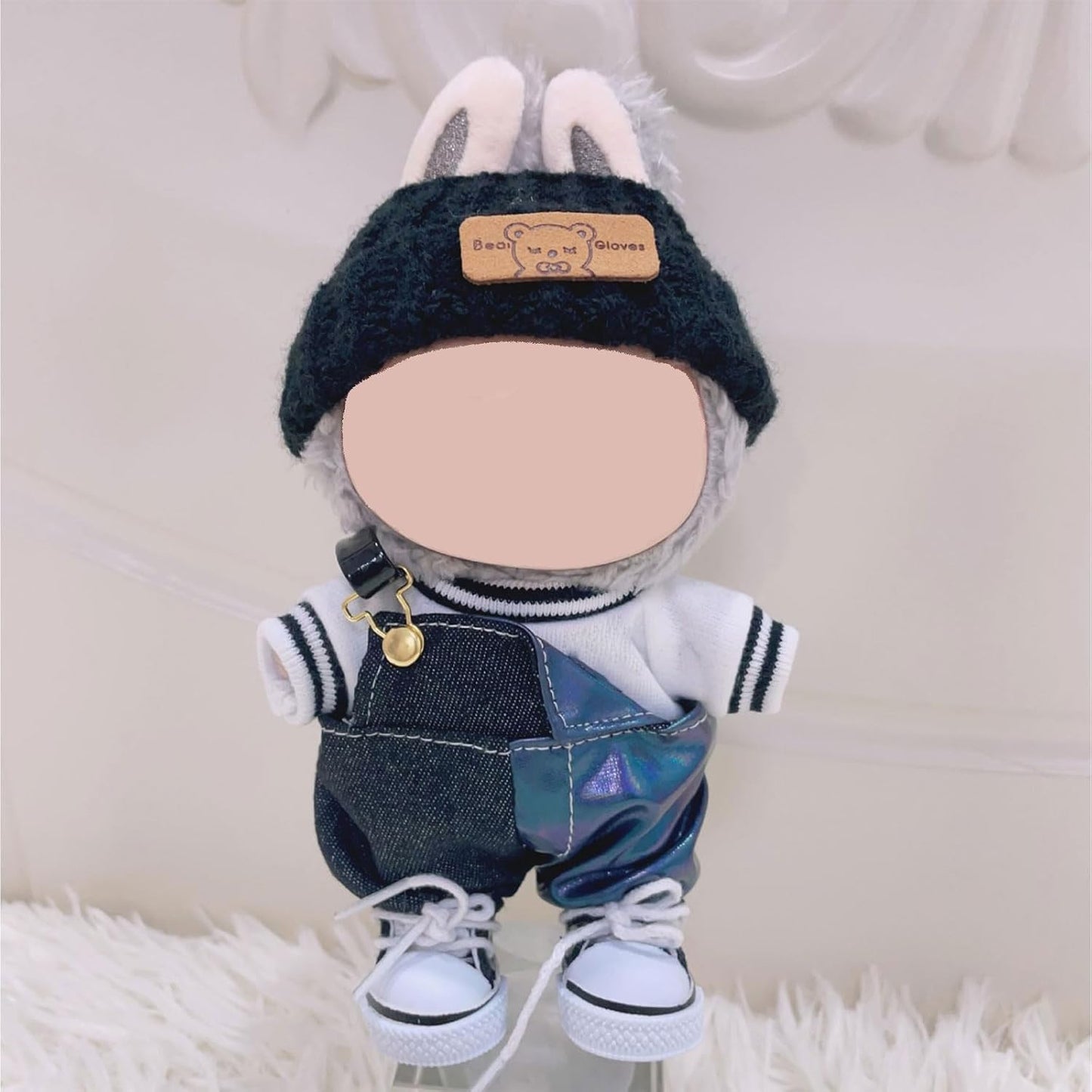 17 cm Doll Clothes for Dolls Cute Clothes Set for Doll Dress Up with T-Shirt Overalls Hat and Shoes