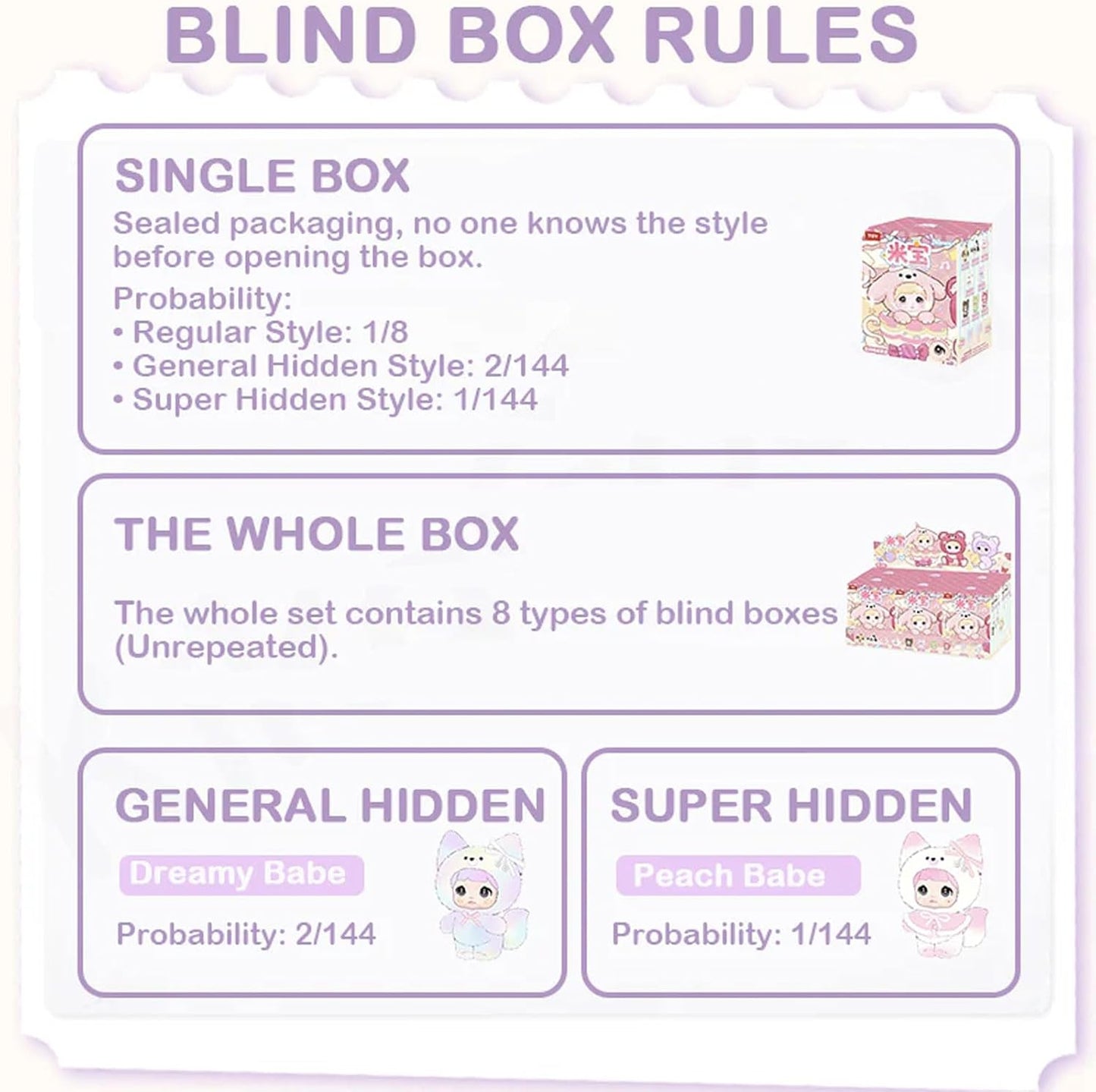 Nommi Blind Box Plush Doll Cute Vinyl Face Blind Box Plush Doll Baby Series Collectible Toy