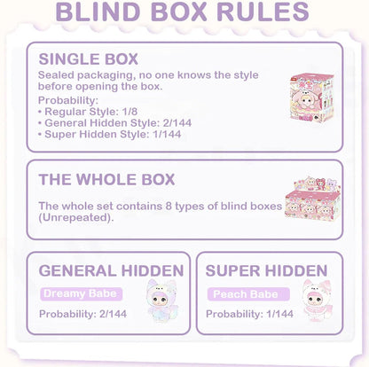 Nommi Blind Box Plush Doll Cute Vinyl Face Blind Box Plush Doll Baby Series Collectible Toy